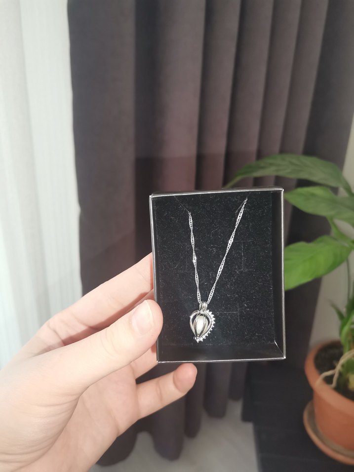 Gümüş incili istiridye kolye - Görsel 4