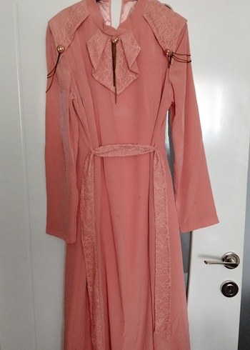 Diğer Pembe Uzun Kollu Vintage Elbise
