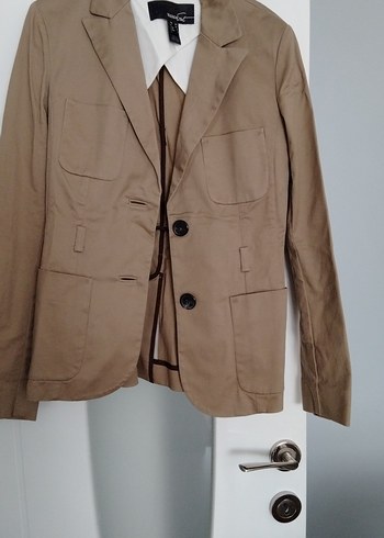 Bej Kadın Keten Blazer Ceket