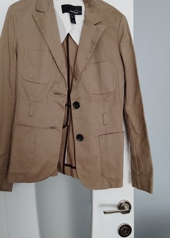 Mango Bej Kadın Keten Blazer Ceket
