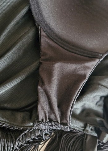 Uzun Kollu Siyah püsküllü sırt dekolteli gece elbise - Görsel 10