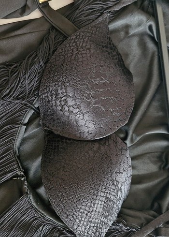 Uzun Kollu Siyah püsküllü sırt dekolteli gece elbise - Görsel 11