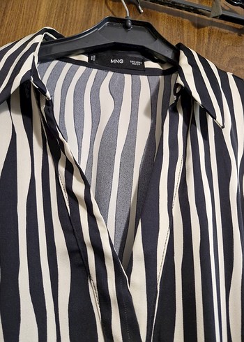 Zebra Desenli Uzun Kollu Saten  Kadın Elbise - Görsel 4