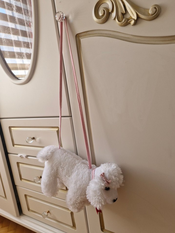 Beyaz Peluş Oyuncak Köpek Çanta - Görsel 4