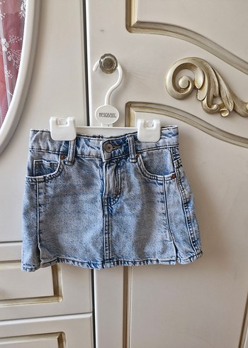 Kız Çocuk Mavi Denim Mini Etek