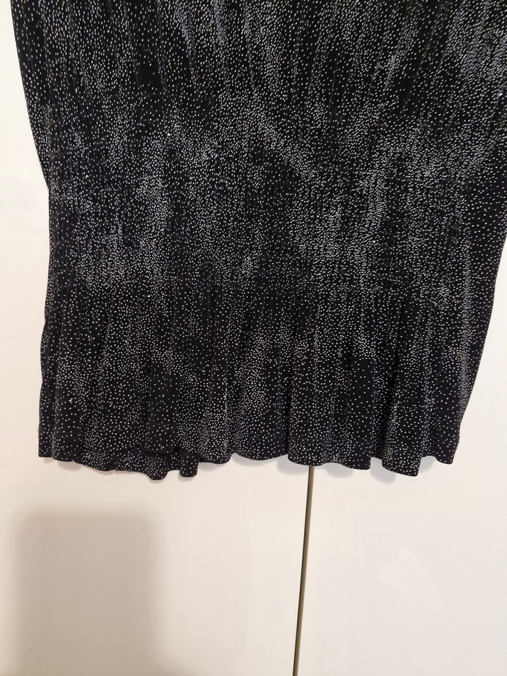 Kadın Siyah Kolsuz Pilili kendinden simli Bluz - Görsel 4