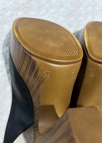 Bej Zebra Desenli Tokalı Platform Topuklu Kadın Ayakkabı - Görsel 5