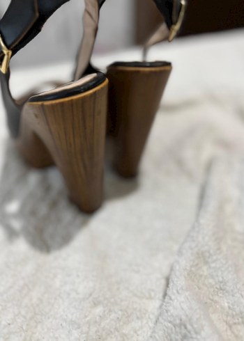 Bej Zebra Desenli Tokalı Platform Topuklu Kadın Ayakkabı - Görsel 7