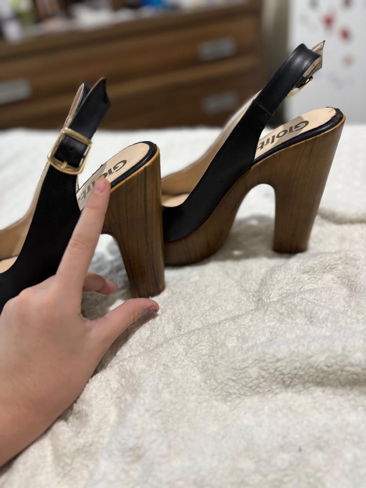 Bej Zebra Desenli Tokalı Platform Topuklu Kadın Ayakkabı - Görsel 3