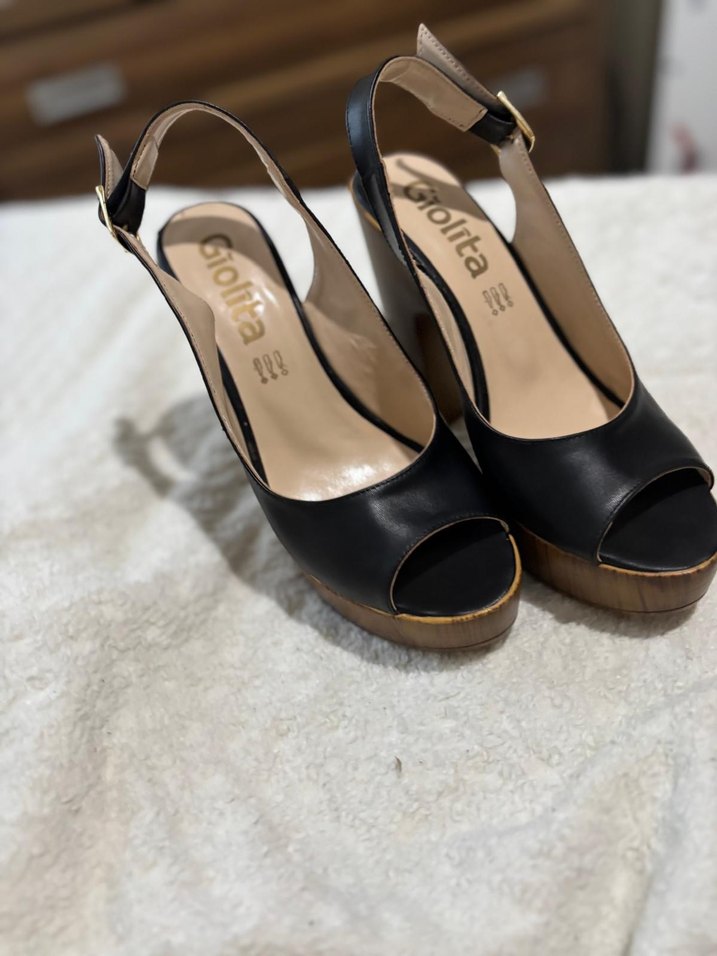 Bej Zebra Desenli Tokalı Platform Topuklu Kadın Ayakkabı - Görsel 2