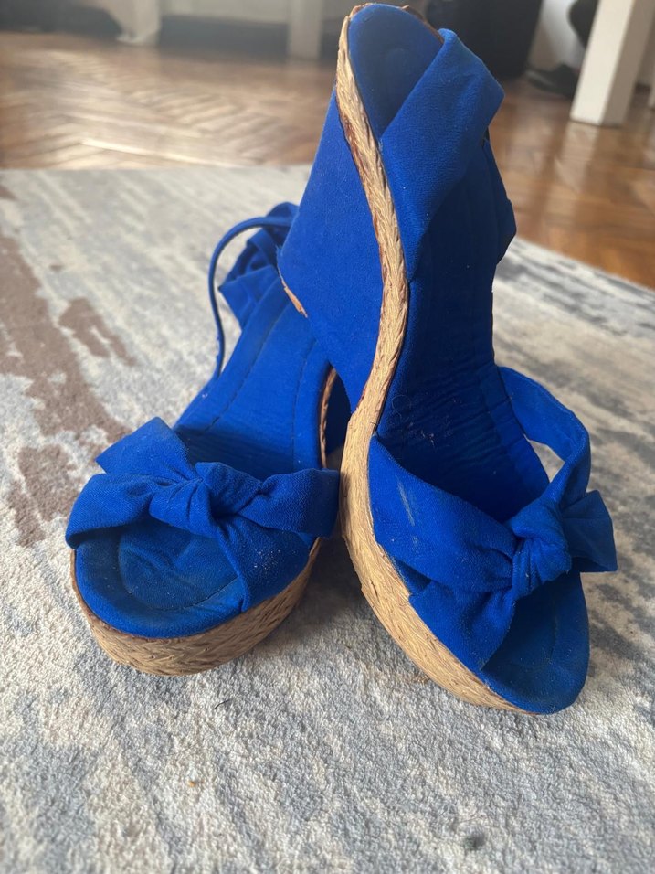 Mavi Süet Dolgu Topuklu Kadın Ayakkabı - Görsel 4
