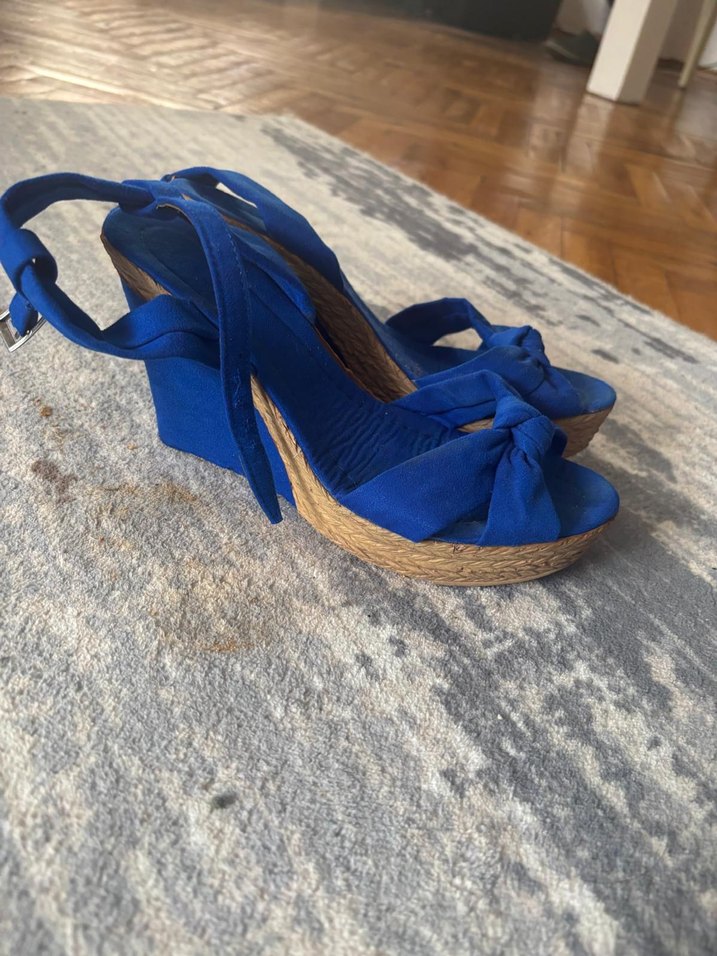 Mavi Süet Dolgu Topuklu Kadın Ayakkabı - Görsel 2