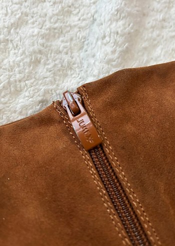 Kahverengi Süet Dolgu Topuklu Kadın Çizme - Görsel 12