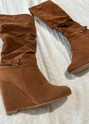 Kahverengi Süet Dolgu Topuklu Kadın Çizme - Görsel 8