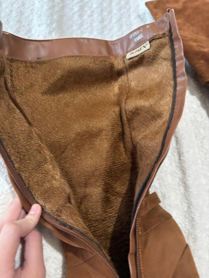 Kahverengi Süet Dolgu Topuklu Kadın Çizme - Görsel 4