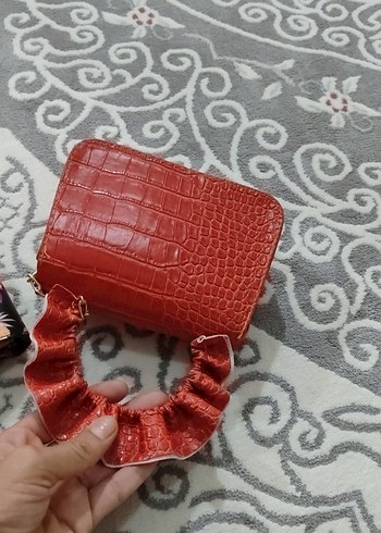 Beden kırmızı Renk Kırmızı Parlak Deri Yılan Desenli Kadın Çanta