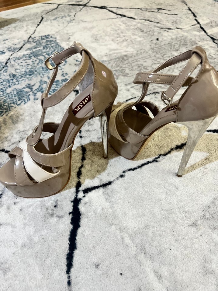 Bej Rugan Platformlu Stiletto - Görsel 2