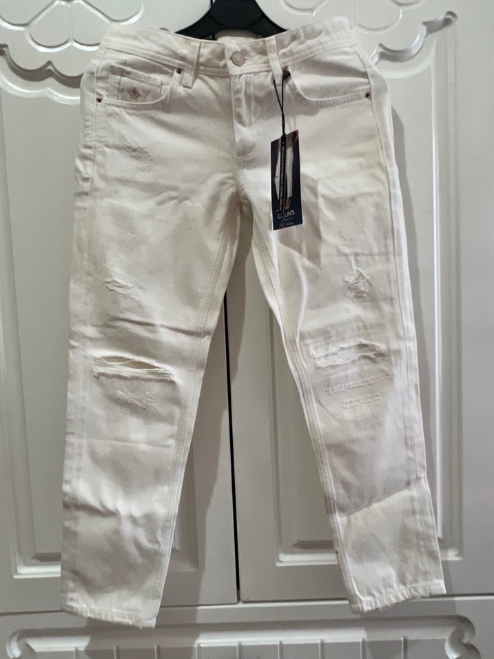 Beyaz Slim Fit Denim Kot Pantolon - Görsel 3