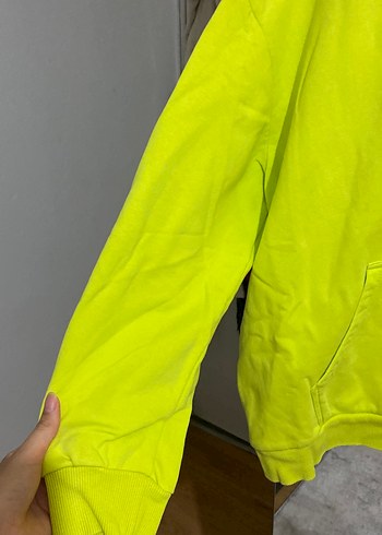 Defacto Sarı Kapüşonlu Salaş Sweatshirt