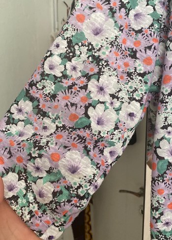 diğer Beden Pembe Çiçekli Midi Bohem Kimono