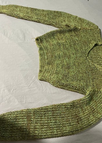 Yeşil-Sarı Örgü Kadın Kazak s beden - Görsel 4