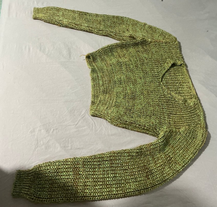 Yeşil-Sarı Örgü Kadın Kazak s beden - Görsel 4