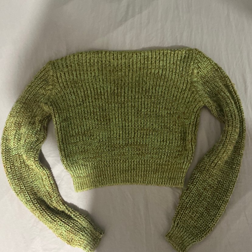 Yeşil-Sarı Örgü Kadın Kazak s beden - Görsel 2