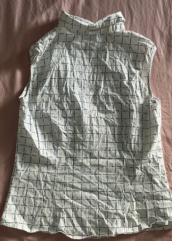 Düğmeli Kolsuz Keten Gömlek - Görsel 2