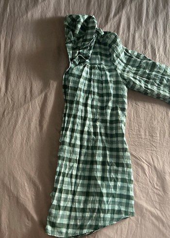 Düğmeli Yeşil Gömlek Midi Boy Rahat Kesim - Görsel 3