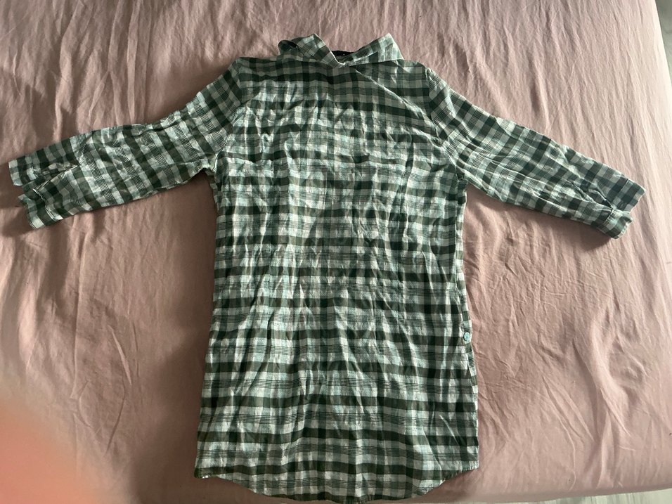 Düğmeli Yeşil Gömlek Midi Boy Rahat Kesim - Görsel 2