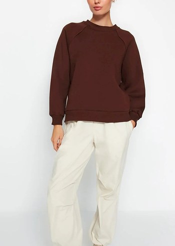 Kahverengi Kadın Oversize Sweatshirt