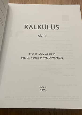 Kalkülüs Cilt 1 - Prof. Dr. Mehmet Sezer