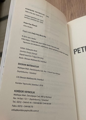 Peter Pan Ölmelı Sus - John Verdon