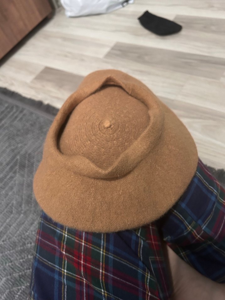 Düğmeli Bej Yün Kadın Bere - Görsel 2