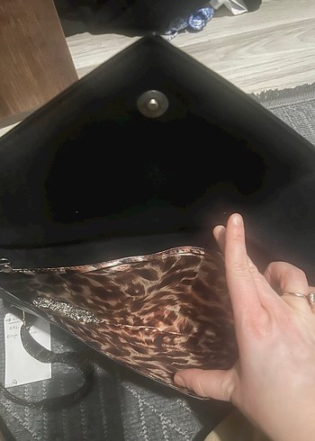 Siyah Deri Kadın Zarf Çanta - Görsel 3