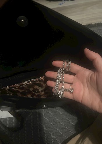 Siyah Deri Kadın Zarf Çanta - Görsel 4