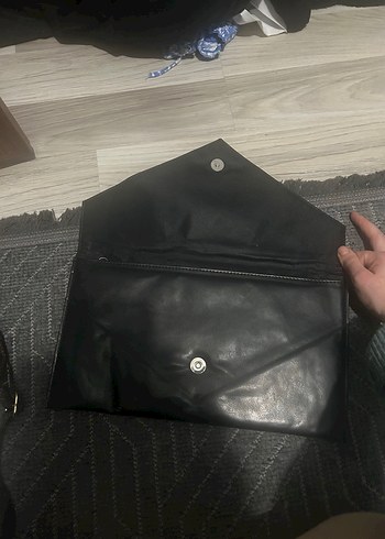 Siyah Deri Kadın Zarf Çanta - Görsel 2