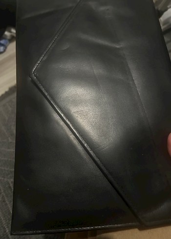 Siyah Deri Kadın Zarf Çanta - Görsel 5