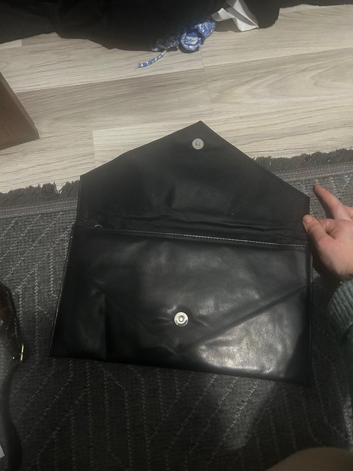 Siyah Deri Kadın Zarf Çanta - Görsel 2