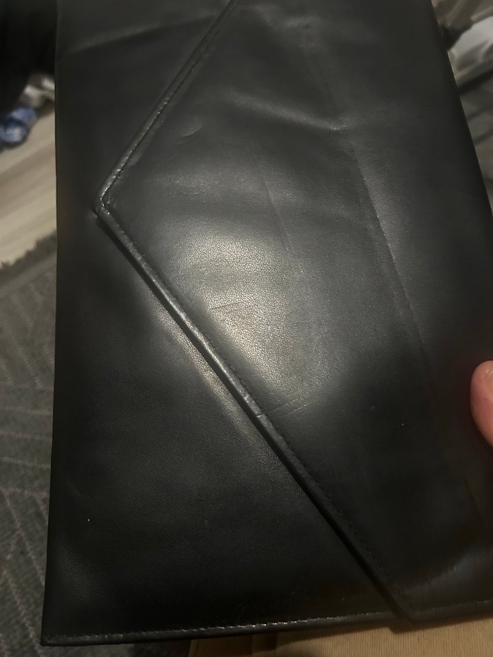 Siyah Deri Kadın Zarf Çanta - Görsel 5