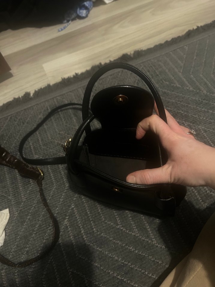 Siyah Minimalist Deri Kadın Çanta - Görsel 3