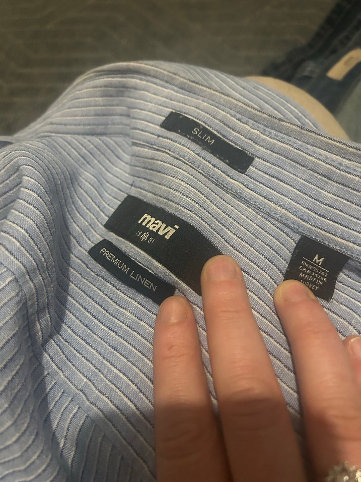 Gri Uzun Kollu Denim Erkek Gömlek - Görsel 3