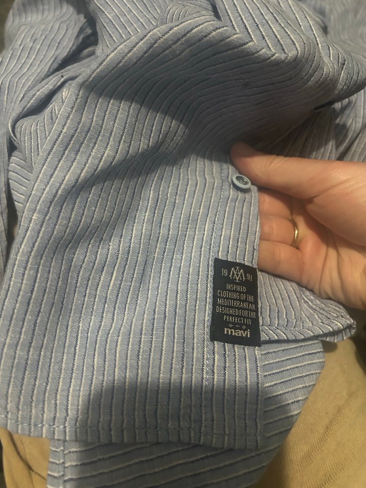 Gri Uzun Kollu Denim Erkek Gömlek - Görsel 4