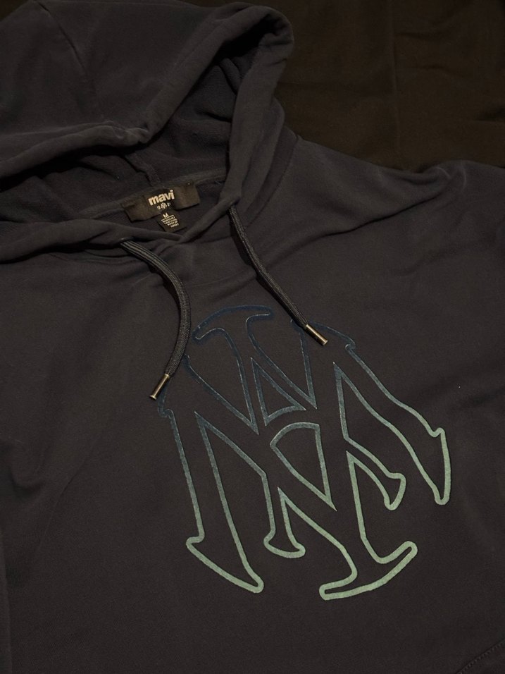 Lacivert Kapüşonlu Mavi Sweatshirt - Görsel 2