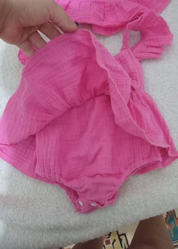 3 Ay Beden Pembe Fırfırlı Bebek Kız Elbise Seti