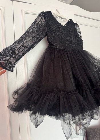Dantelli Siyah Gotik Kız Elbisesi