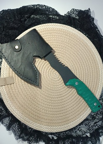 Yeşil Saplı Kamp Baltası ve Kılıfı