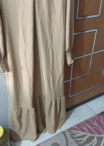Diğer Bej Kadın Uzun Keten Elbise