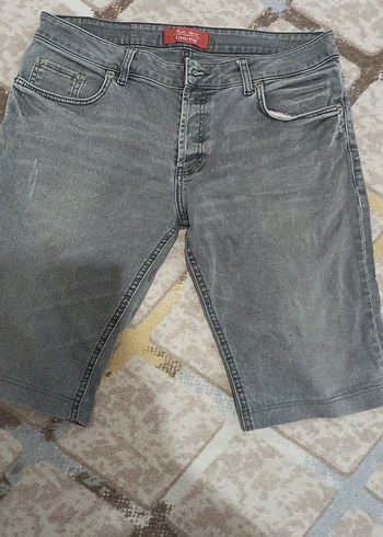 Gri Erkek Denim Mini Şort