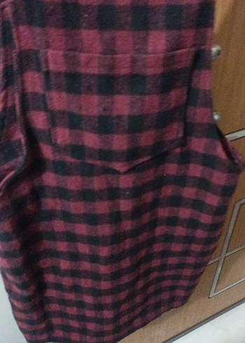 Bordo Kareli Askılı Midi Kısa Tulum - Görsel 2